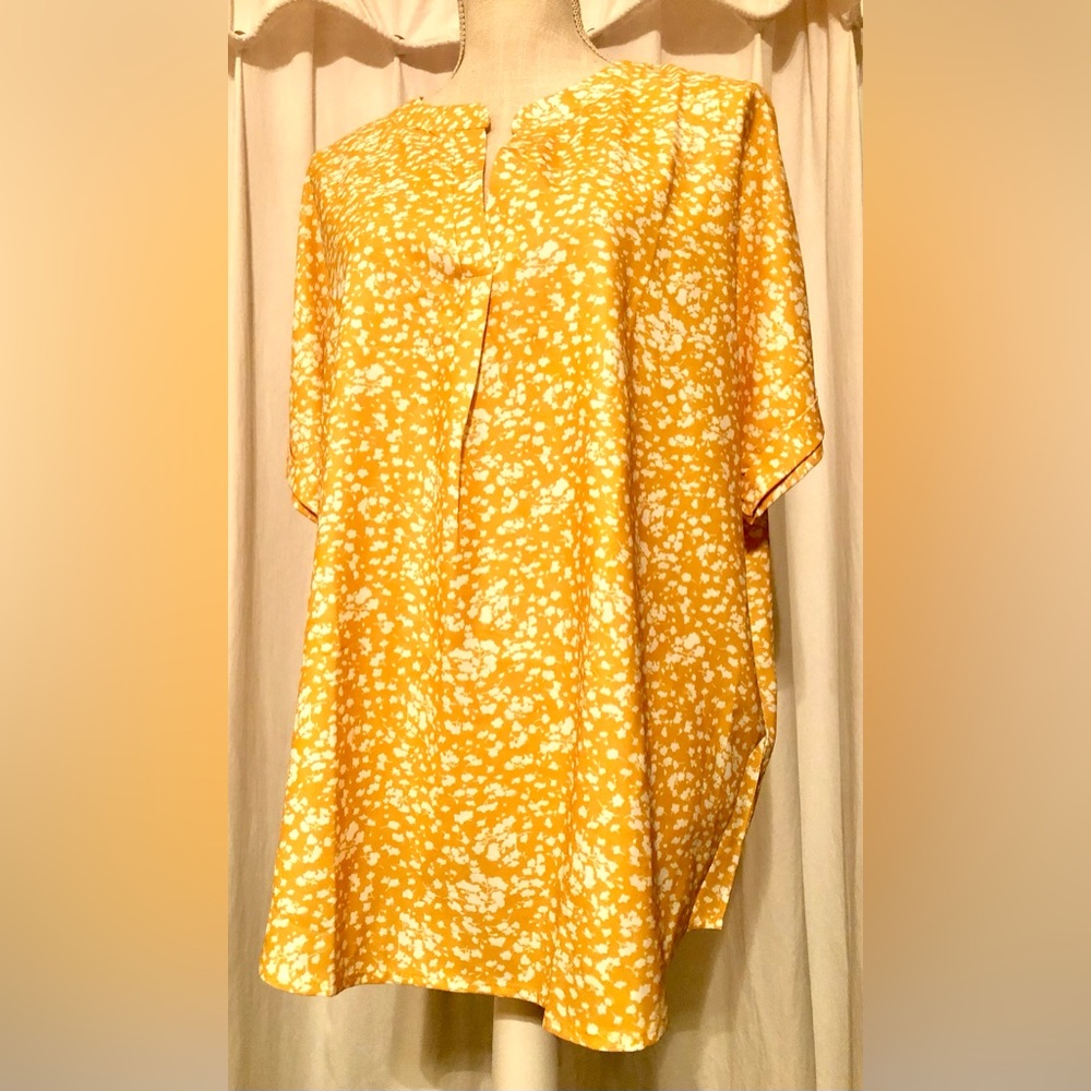 Canary Yellow and White Speckled  (No Name)  Blouse in Large
